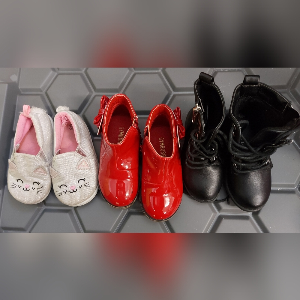 Gymboree Red, Black, and Silver Kids Dress Shoes Trio
